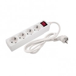 base de 4 enchufes con interruptor 1,5m de cable BLANCA