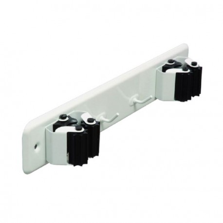 cuelgaescobas con doble rodillo. BRINOX.  lacado blanco. 28cm