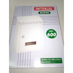 buzón metálico blanco INTERFER. 21x30x7cm. 2 llaves