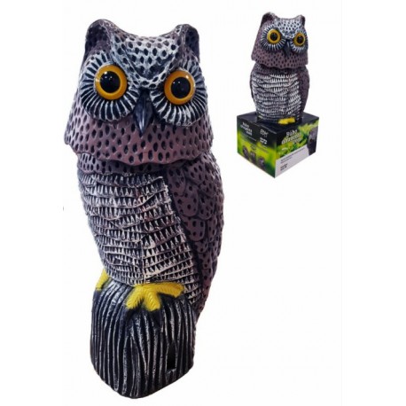 Búho ahuyenta aves giratorio, 40cm alto. sin pilas, se mueve por el viento.