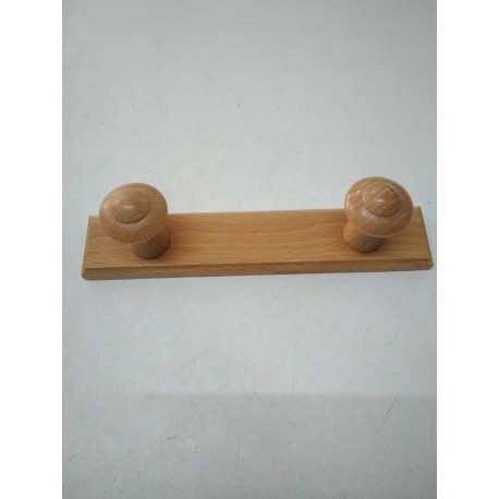 percha madera pared 2 pomos. madera de haya. CANO