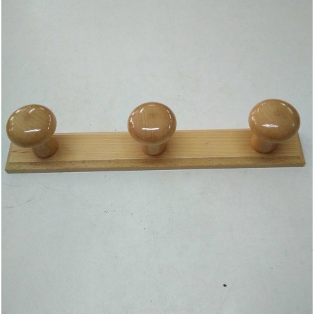 percha madera pared 3 pomos. madera de haya. CANO