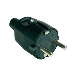 clavija de goma 10/16A 250V T/T 4.8mm IP44 negra
