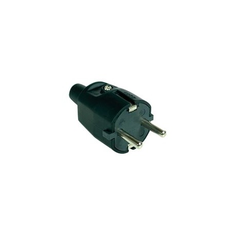 clavija de goma 10/16A 250V T/T 4.8mm IP44 negra