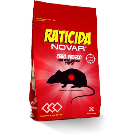 Raticida novar cebo fresco. 10 bolsitas de 10g