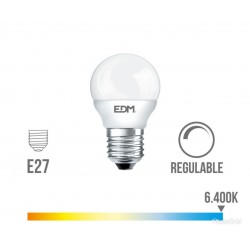 Bombilla LED esférica E27  5,5w luz blanca REGULABLE