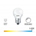 Bombilla LED esférica E27  5,5w luz fría 6400k REGULABLE