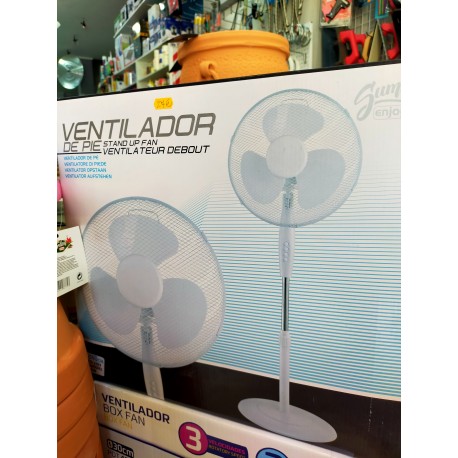 ventilador de pie 40w 3 velocidades, base redonda