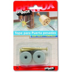 Blister 2 topes blancos puerta con taco y  tornillo BRINOX