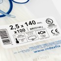 Pack 100 bridas blancas INDEX nylon 2,5mmx160mm