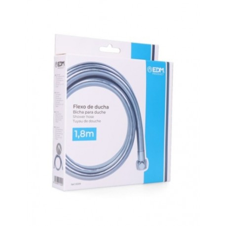 Flexo ducha pvc plateado tuercas de latón 1,8mt