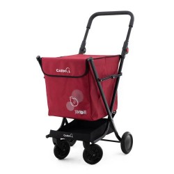 carro compra jumbo Tra c706 rojo. 4 ruedas giratorias, 72litros capacidad. mango ajustable color rojo GARMOL